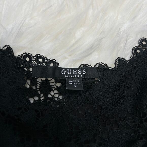 GUESS LOS ANGELES Black Lace Bodysuit Womens Size Small Baddie Grunge Velvet - Picture 5 of 6